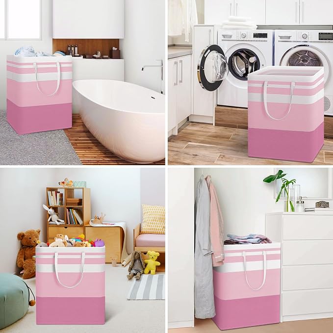 HomeHacks 2 Pack Large Laundry Baskets, Waterproof, Freestanding Laundry Hampers - Image 6