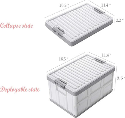 Collapsible Storage Bins with Lids 30L, Folding Plastic Stackable Utility - Image 2