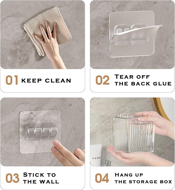 4 Pack Acrylic Wall Mount Organizer, Adhesive Cabinet Door Storage Bins - Image 4