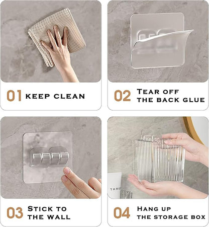 4 Pack Acrylic Wall Mount Organizer, Adhesive Cabinet Door Storage Bins - Image 4