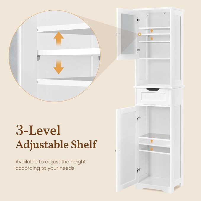 Yaheetech Tall Slim Bathroom Storage Cabinet - Image 8