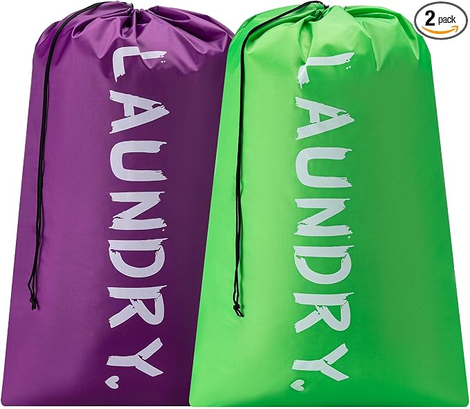 2 Pack XL Travel Laundry Bag, Machine Washable Dirty Clothes Organizer by Unknown