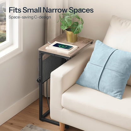 HOOBRO C Shaped End Table with Charging Station, 30” Adjustable Height Sofa - Image 6