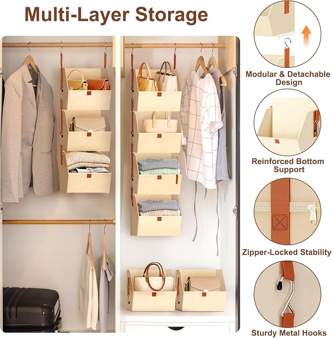 4-Tier Hanging Closet Organizer and Storage - Image 3