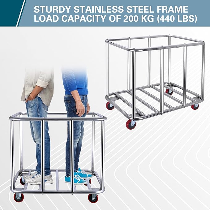 Commercial Laundry Cart with Wheels, 400L Large Commercial Laundry Hamper - Image 2