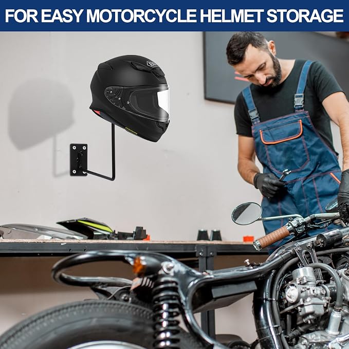 3 Pack Helmet Hanger Wall Mount Motorcycle Helmet Rack Metal Ball Holder - Image 7