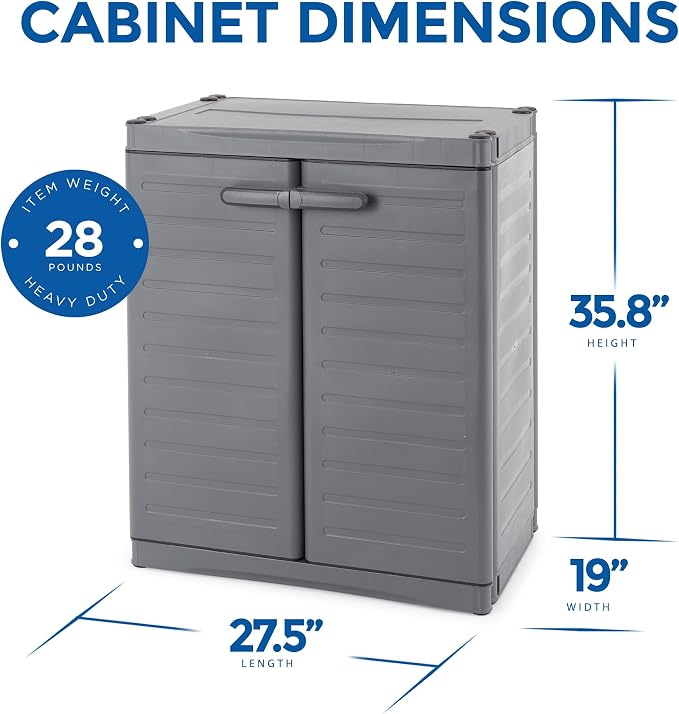 Gracious Living 2-Shelf Base Cabinet, MaxIt Lockable Utility Storage - Image 3