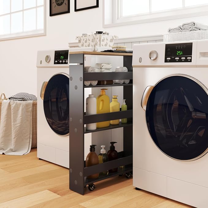 Rolling Storage Cart, 4 Tier Slim Storage Cabinet - Image 3