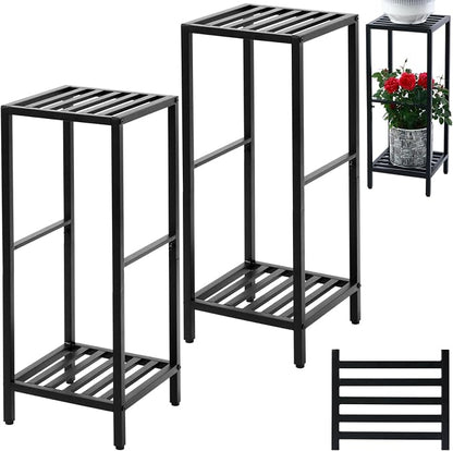 Party Zealot 2 Packs of 2-Tier Tall Metal Square Plant Stand 31” Heavy-Duty by PartyZealot