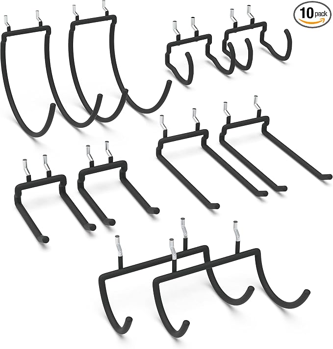 HUHOLE Pegboard Drill Holder, Peg Board Utility Hooks, 10 Pack Heavy Duty Peg by HUHOLE