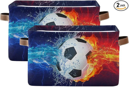 ZAZYXTJ Soccer Storage Basket for Shelves Open Storage Bin 2Pack | Foldable by ZAZYXTJ
