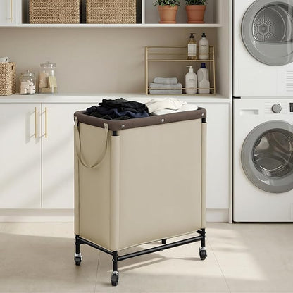 StorageWorks Laundry Hamper 2 Section, 100L Rolling Laundry Sorter Cart - Image 6