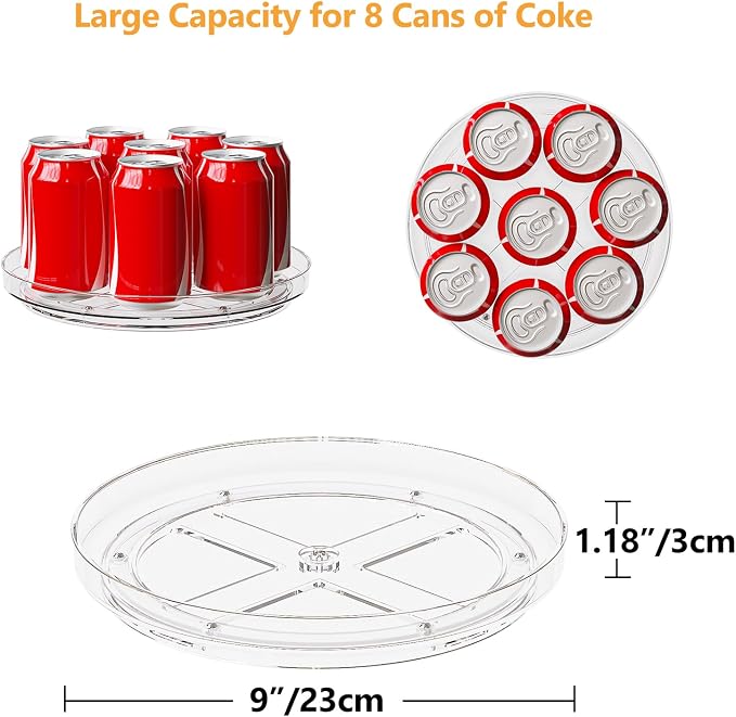 4 Pack 9 Inch Clear Lazy Susan Turntable Organizer, Non-Skid Rotating Tray - Image 4