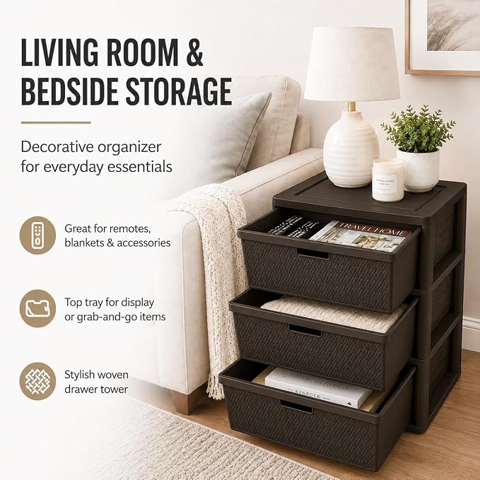 Wide 3-Drawer Plastic Storage Tower - Image 8