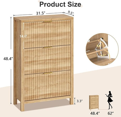 32" Fluted Shoe Cabinet Storage - Image 2