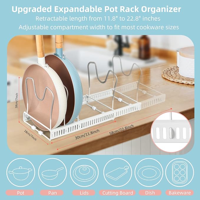 ROOHUA Pot Rack Organizer -Expandable Pot and Pan Organizer - Image 2