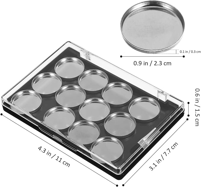 FRCOLOR Magnetic Eyeshadow Palette Case 12 Round Pans and Brush Space-Saving - Image 6