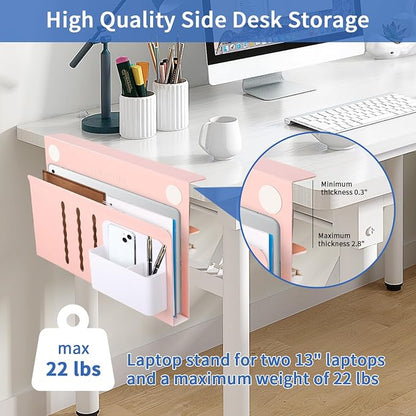 LUKETURE Desk Side Storage Laptop Holder No Drill Clamp On Organizer | Steel - Image 2