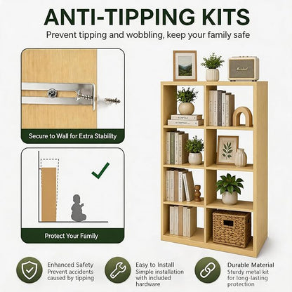 CTESNE【Wooden Thick Frame 8 Cube Storage Organizer Shelf - Image 5