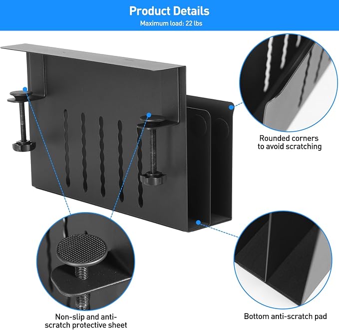 MAXECHO Desk Side Storage, Under Desk Laptop Mount, Table Side Hanging File - Image 4