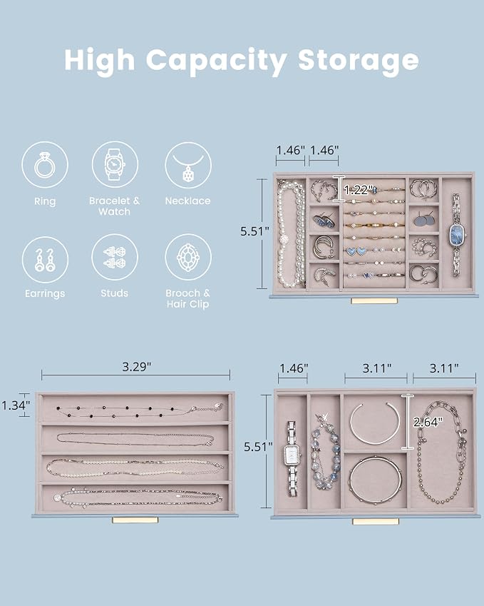 Lolalet Jewelry Box Organizer, 3-Layer Jewelry Organizers and Storage Case - Image 6