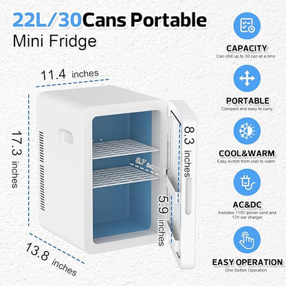 advwin 22L Mini Fridge for Bedroom, 30 Cans Portable Cooler & Warmer Compact - Image 4