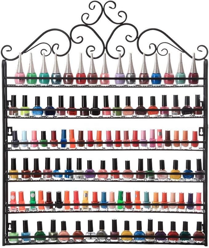 DAZONE DIY Mounted 6 Shelf Nail Polish Wall Rack Organizer Holds 120 Bottles by DAZONE