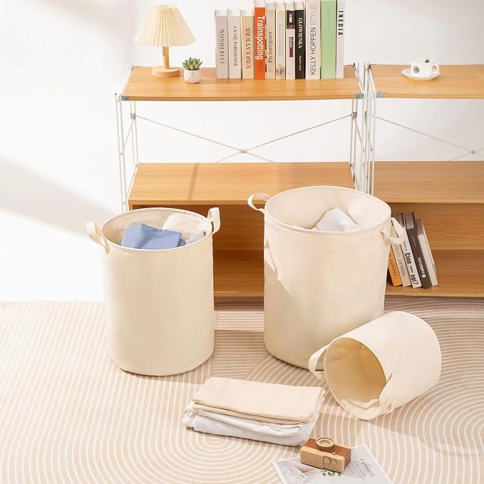 Foldable Storage Bins with Lids Cotton Canvas Rectangular Storage Box Ideal - Image 4