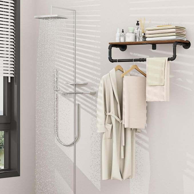 Industrial Pipe Clothes Rack, Heavy Duty Iron Wall Mounted Garment Rack - Image 6
