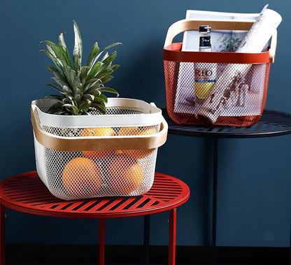 AJIODA Metal Mesh Steel Basket, Storage Organizer Basket Multi-functional - Image 8