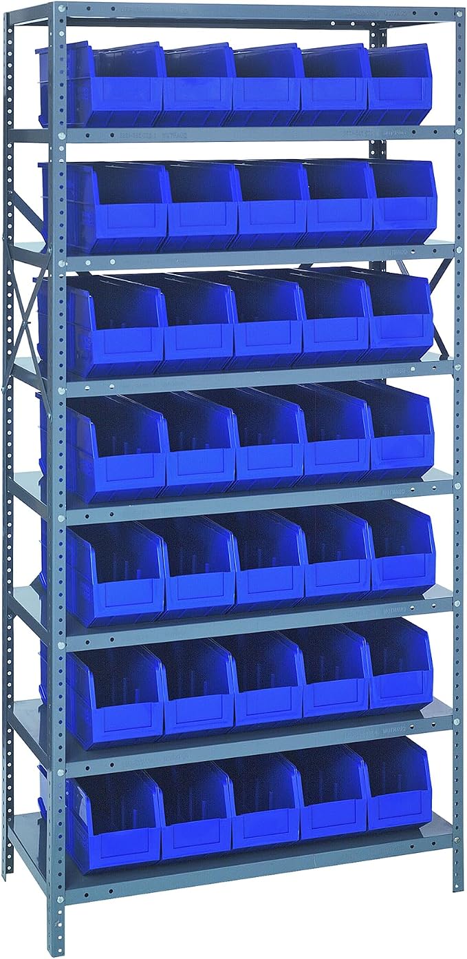 QUANTUM STORAGE SYSTEMS 1875-461BL Solid Heavy Duty 8 Shelves 35 Stackable by QuantumStorageSystems