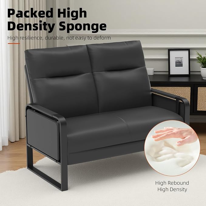 Faux Leather Loveseat, Upholstered Loveseat - Image 5