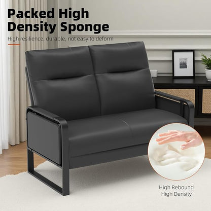 Faux Leather Loveseat, Upholstered Loveseat - Image 5