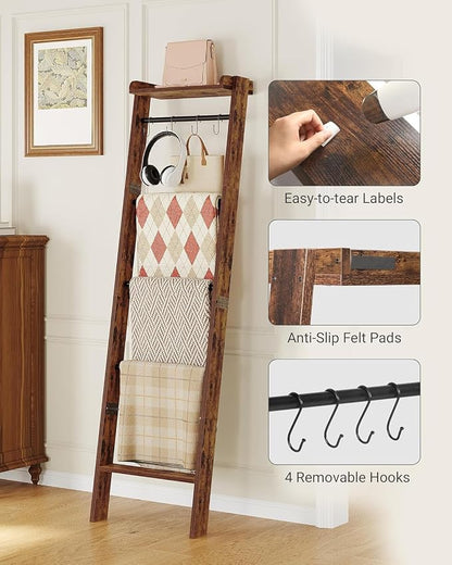 Blanket Ladder Shelf, Decorative Quilt Rack, 6-Tier Farmhouse Ladder Holder - Image 4