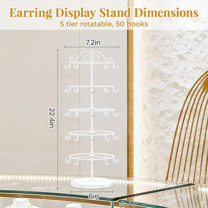 EsLuker.ly Earring Holder Organizer Rotating Display Tree Stand, Adjustable - Image 4