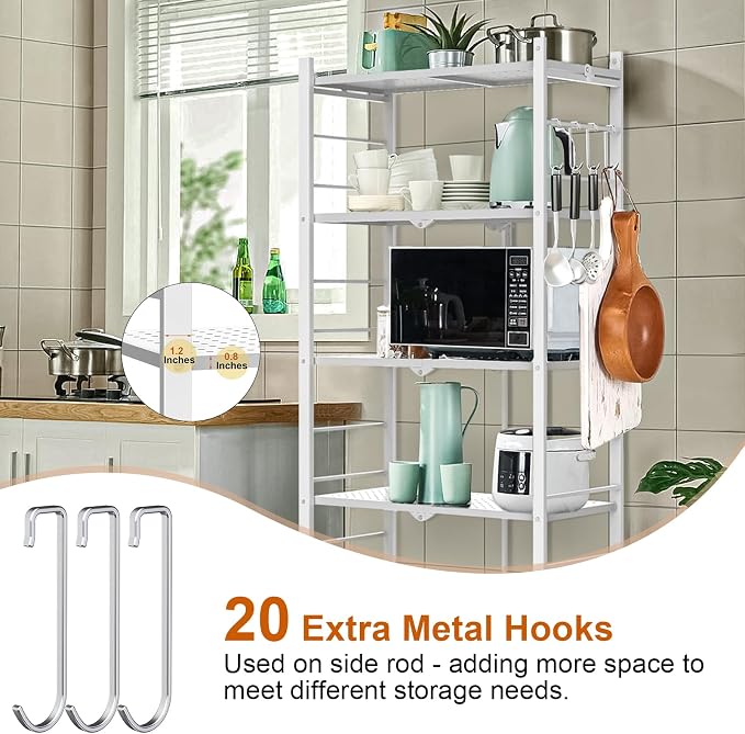 Himix Storage Shelves with 20 Hooks, 5-Tier Foldable Shelves - Image 5