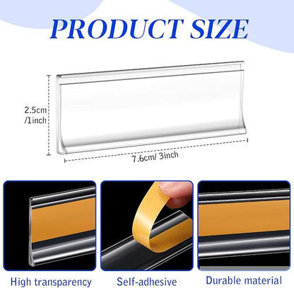 Yexiya 300 Pieces Label Holder Self Adhesive Clear Pocket 3 x 1 Inch Plastic - Image 4