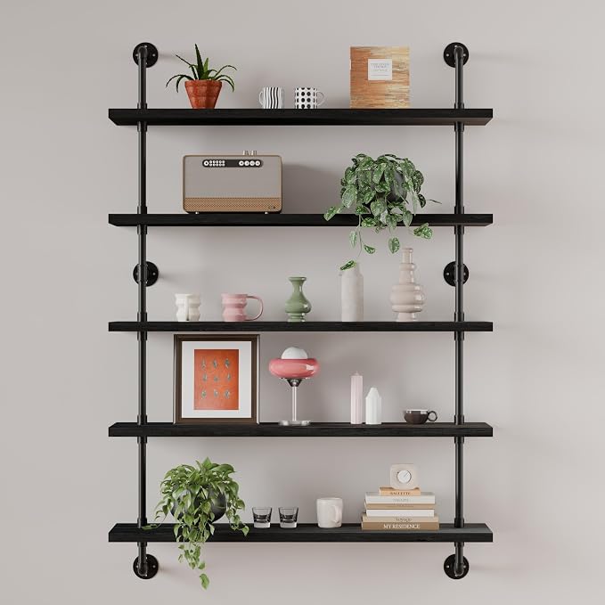 HDDFER Floating Shelves for Wall Living Room Shelves Bookshelf Industrial Pipe - Image 5