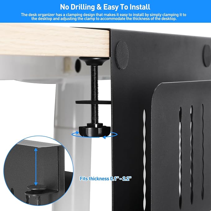 MAXECHO Desk Side Storage, Under Desk Laptop Mount, Table Side Hanging File - Image 2