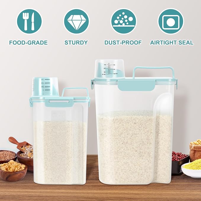 TBMax 2 Pack Airtight Rice Container 5 Lbs +10 Lbs, Cereal Container Oatmeal - Image 4