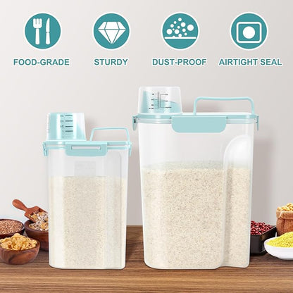TBMax 2 Pack Airtight Rice Container 5 Lbs +10 Lbs, Cereal Container Oatmeal - Image 4