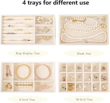 Velvet Jewelry Organizer for Drawer, Stackable Jewelry Drawer Inserts in Dresser - Image 4