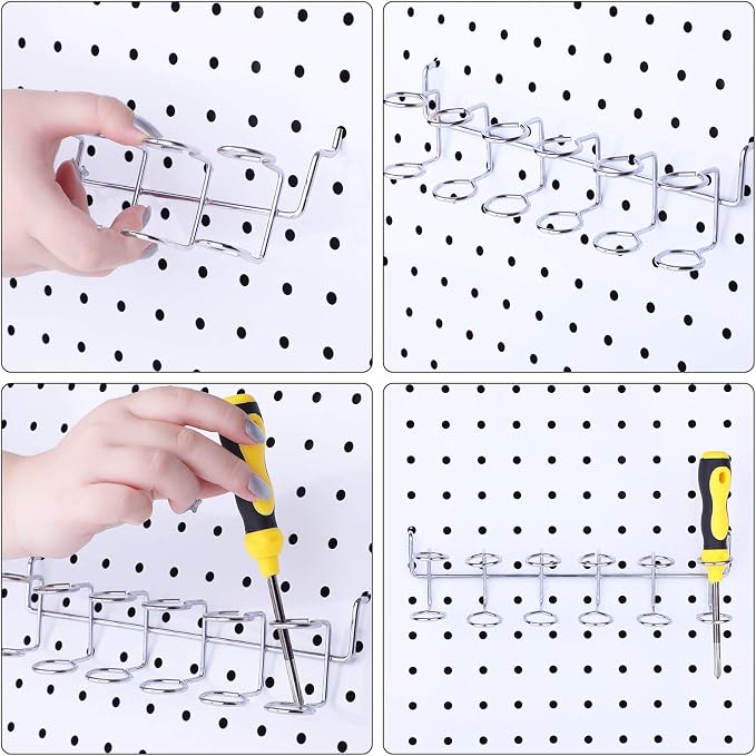 Ripeng 4 Pieces Pegboard Screwdriver Holders Peg Board Organizer Accessories - Image 3