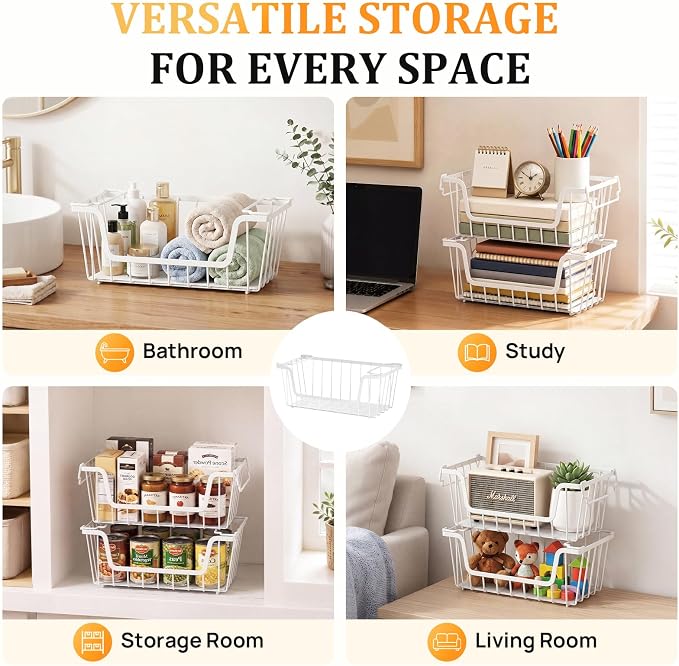 SUNALLY Stackable Storage Bins 6 Pcs Wire Baskets Freezer Organizer, Vegetable - Image 7