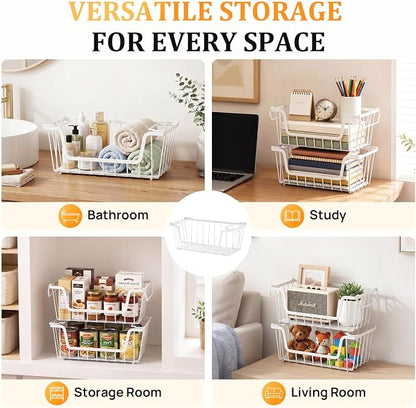 SUNALLY Stackable Storage Bins 6 Pcs Wire Baskets Freezer Organizer, Vegetable - Image 7