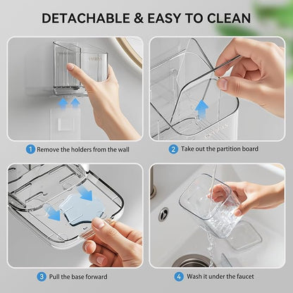 Toothbrush Holders for Bathrooms, 3 Slots Detachable Electric Toothbrush Holder - Image 7