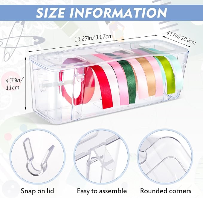 Ribbon Organizer Storage Clear Plastic Ribbon Holder - Image 2