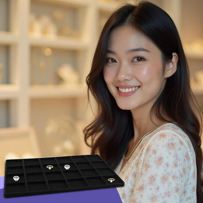 Novel Box 5 Pack 24-Slot Black Liner Jewelry Storage Tray Inserts 14.75x8.25x1 - Image 7