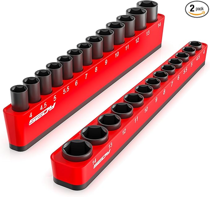 2-Piece 1/4"-Drive Metric Magnetic Socket Organizer Set by SEDY