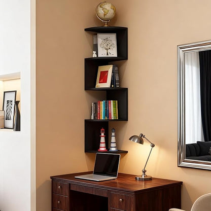 5-Tier Corner Shelf Wall Mount, Screw-Mounted Floating Bookshelf - Image 2